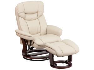 Recliner Chair with Ottoman | Beige LeatherSoft Swivel Recliner Chair with Ottoman Footrest Recliner Chair with Ottoman | Beige LeatherSoft Swivel Recliner Chair with Ottoman Footrest