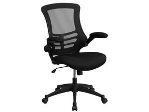 Mid-Back Black Mesh Swivel Ergonomic Task Office Chair with Flip-Up Arms, BIFMA Certified