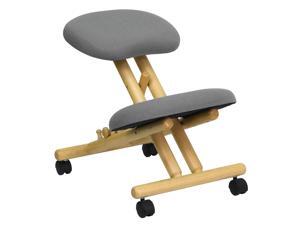 Mobile Wooden Ergonomic Kneeling Chair in Gray Fabric Mobile Wooden Ergonomic Kneeling Chair in Gray Fabric