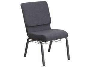 Flash Furniture 4 Pack HERCULES Series Crown Back Stacking Banquet Chair in Black Patterned Fabric Silver Vein Frame 