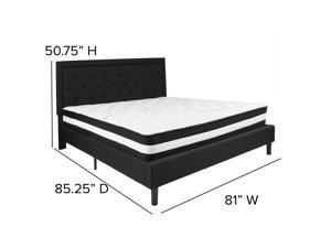Roxbury King Size Tufted Upholstered Platform Bed in Black Fabric with Pocket Spring Mattress