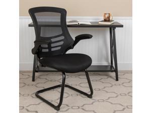 Black Mesh Sled Base Side Reception Chair with Flip-Up Arms Black Mesh Sled Base Side Reception Chair with Flip-Up Arms