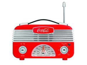 Coca-Cola Retro Desktop Vintage Style AM/FM Battery Operated Radio Red/Silver