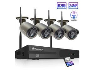 Techage 4CH 1080P Wireless Wifi NVR Security System Indoor/Outdoor Audio Record 4 Surveillance Cameras - Gray Techage 4CH 1080P Wireless Wifi NVR Security System Indoor/Outdoor Audio Record 4 Surveillance Cameras - Gray