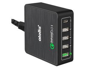 Atolla USB Charger 40W, 3 Ports USB 3.0 Charge 2.4A + USB C Type-c AC Power Charger and QC 3.0 Power Delivery