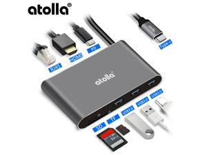Atolla 8-in-1 USB C HDMI Hub and Ethernet- USB C hub Type C Hub- LAN port | 3 * USB3.0 port | 4K HDMI output | PD| SD card / Micro SD card reader Atolla 8-in-1 USB C HDMI Hub and Ethernet- USB C hub Type C Hub- LAN port | 3 * USB3.0 port | 4K HDMI output | PD| SD card / Micro SD card reader