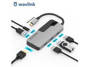 Wavlink USB-C 4-Port Hub, USB C Adapter, Type C 3.1 Hub with 4 Port USB 3.0 Up to 5Gbps Slim Aluminum Design, For USB-C Devices Including New MacBook, Google Chromebook Pixel and More - Blue