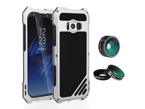 Samsung Galaxy S8 Camera Lens Kit Case, SHEROX - 3 in 1 198° Fisheye Lens + 15X Macro Lens + Wide Angle Lens with IP54 Dustproof Shockproof Aluminum Case (Black)