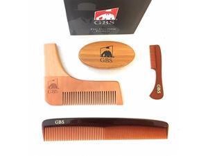 GBS 4 Piece Set - Premium Oval Wood Beard Brush with Boar Bristles, All-In-One Styling & template comb with 7" Tortoise Dressing comb and Mustache comb GBS 4 Piece Set - Premium Oval Wood Beard Brush with Boar Bristles, All-In-One Styling & template comb with 7" Tortoise Dressing comb and Mustache comb
