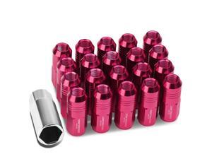 DNA Motoring LN-ZTL-9020-15-PK 20Pcs Pink M12X1.5 20Mmx50Mm Aluminum Closed-End Lug Nuts+Deep Drive Extension Adapter