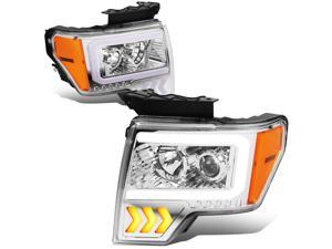 DNA Motoring HL-LB-T2-F15009-CH-AM For 2009 to 2014 Ford F-150 Pair Chrome Housing Amber Corner LED DRL Arrow Turn Signal Projector Headlight Head Lamps 10 11 12 13