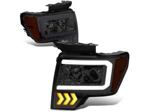 DNA Motoring HL-LB-T2-F15009-SM-AM For 2009 to 2014 Ford F-150 Pair Smoked Housing Amber Corner LED DRL Arrow Turn Signal Projector Headlight Head Lamps 10 11 12 13