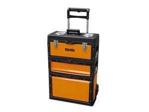 DNA MOTORING Orange/Black 3-Tier Stackable Storage Tool Box Rolling Extendable Handle Trolley 49cm W X 63.3cm H X 23cm DNA MOTORING Orange/Black 3-Tier Stackable Storage Tool Box Rolling Extendable Handle Trolley 49cm W X 63.3cm H X 23cm