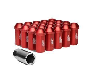 J2 Engineering LN-T7-005-125-RD J2 Engineering 7075 -T6 Forged Aluminum M12 x 1.25 20Pcs 50mm Close -End Lug Nut w/ Socket Adapter ( Red )