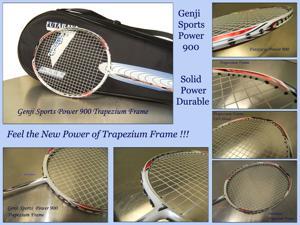 Genji Sports Model N900 Badminton Racket with
New Trapezium Frame design to improve smash power and control.Best durable Light weight racket