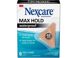 3M Max Hold Nexcare Waterproof Bandages: Heel/Hand 6 count, 1.75 in. x 2.81 in.  (Clear)