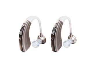 (2 Pack) Digital Hearing Aid Amplifier Kit by Britzgo BHA-220SD, Silver  Extra 500hr Battery