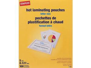 Staples 5 mil Thermal Laminating Pouches Letter Size 100 pack 489526 Staples 5 mil Thermal Laminating Pouches Letter Size 100 pack 489526