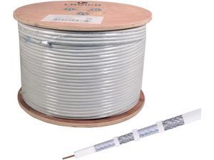 500FT RG6 Quad Coaxial Cable Wire Shield 18AWG White Coax Satellite TV 