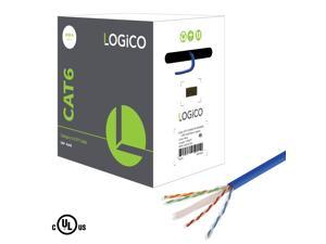 LOGICO Cat5e UTP 1000ft Bulk Ethernet Network Cable 24AWG 350Mhz Pure Copper Riser White