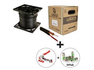 RG59 Siamese Cable 500FT Black+Compression Tool+50xBNC CompressionConnectors Kit RG59 Siamese Cable 500FT Black+Compression Tool+50xBNC CompressionConnectors Kit