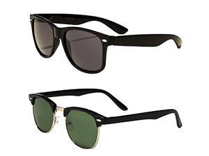 Set of 2 Pairs - Classic Square and Rectangle Style Sunglasses