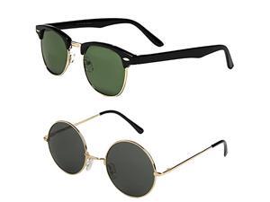 Set of 2 Pairs - Classic Square and Lennon Style Sunglasses