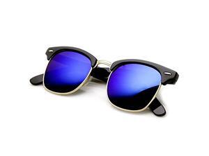 Mechaly Classic Style Unisex Sunglasses - Choose Your Design (Clubmaster Black Mirror, Blue/Green Mirror) ??