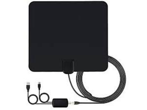 one for all 14432 hdtv antenna amplified indoor flat tv antenna, 50 mile range -5 feet coaxial cable - black