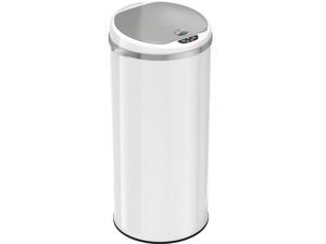 iTouchless MT13RW Deodorizer 13 Gallon Round Sensor Trash Can Matte Finish Pearl White