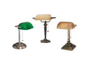Traditional Banker's Lamp, Green Glass Shade, Antique Brass Base, 14"h LMP557AB Traditional Banker's Lamp, Green Glass Shade, Antique Brass Base, 14"h LMP557AB