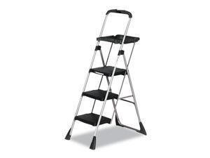 Cosco Max Work Steel Platform Ladder 22w x 31d x 55h 3-Step Black 11880PBLW1