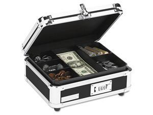 Plastic & Steel Cash Box W/tumbler Lock, Black & Chrome Plastic & Steel Cash Box W/tumbler Lock, Black & Chrome