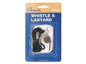 Sports Whistle With Black Nylon Lanyard, Metal, Silver Sports Whistle With Black Nylon Lanyard, Metal, Silver