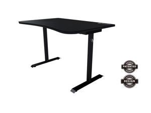 Arozzi - Arena Fratello Curved Office/Gaming Desk with Cable Management Netting, Monitor Mount/Wire Management Cut-Outs and Full Surface, Water-Resistant Desk Mat - Pure Black