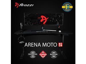 Arena Moto Motorized Ultrawide Curved Office/Gaming Sit-Stand Desk with Cable Management Netting, Monitor Mount/Wire Management Cut-Outs, Adjustable Height and Full Surface, Water-Resistant Desk Mat