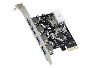 axGear USB 3.0 PCI-E Card 4 Port Hub PCIE Express Controller Adapter Card 5Gbps High Speed