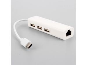 axGear USB-C 3.1 Type C 3 Port USB 2.0 Hub w/ 10/100 Ethernet Network LAN Adapter