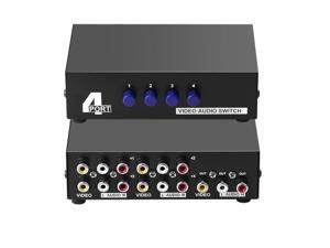 AV Switch Box Composite Selector 4 Port RCA Audio Video 4 In 1 Out To TV