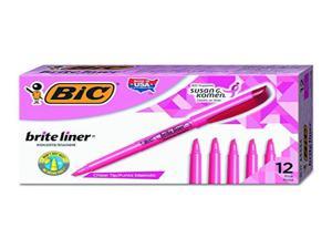 BIC Brite Liner Highlighter Chisel Tip Pink 12Count