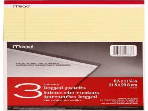 Mead Canary Legal Pads, 8.5 X 11.75 Inches, 3 Pack, 50 Sheets (59386)