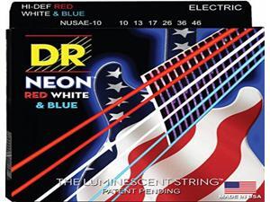 DR Strings K3 Neon Hi-Def Red White & Blue Electric Guitar Strings 10-46 DR Strings K3 Neon Hi-Def Red White & Blue Electric Guitar Strings 10-46