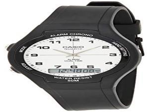 Casio Men's AW-90H-7BV Black Rubber Quartz with White Dial Watch