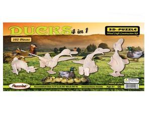 Puzzled 1296 Ducks 4" 1 3D Natural Wood Puzzle - 101 Pieces