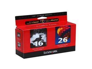 twin pack #16, #26 black and c by lexmark