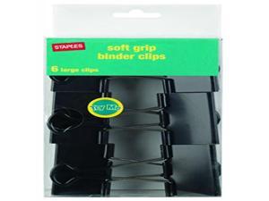 Staples Large Soft Grip Binder Clips Black 2" Size with 1" Capacity 657188 Staples Large Soft Grip Binder Clips Black 2" Size with 1" Capacity 657188