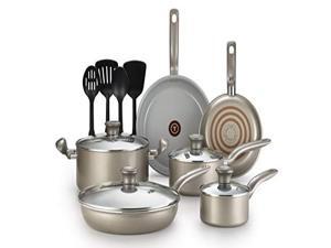 T-fal G919SE64 Initiatives Ceramic Nonstick Dishwasher Safe Toxic Free 14-Piece Cookware Set, Gold - 2100092706 T-fal G919SE64 Initiatives Ceramic Nonstick Dishwasher Safe Toxic Free 14-Piece Cookware Set, Gold - 2100092706