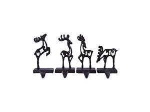 Bear and Deer Forest Scene 5 x 6 Black Metal Christmas Stocking Holder Set of 2