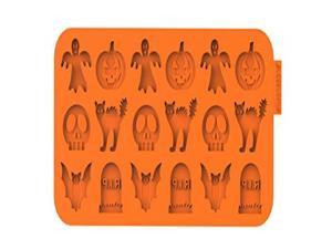 SiliconeZone Chocochips Collection 8.9" Non-Stick Silicone Halloween Chocolate Wafer Mold, Orange SiliconeZone Chocochips Collection 8.9" Non-Stick Silicone Halloween Chocolate Wafer Mold, Orange