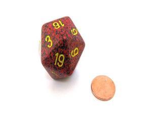Jumbo 34mm Speckled D20 Die Black & Green with Gold Extra Large Counter Dice 